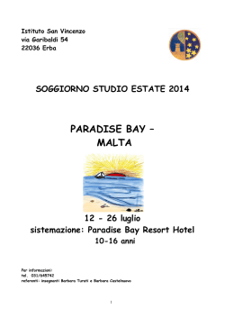 PARADISE BAY – MALTA - Scuola San Vincenzo
