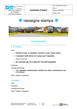rassegna stampa - Azienda Ospedaliera della Provincia di Lodi