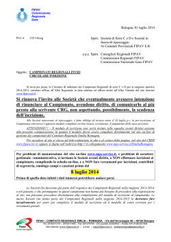 Circolare Indizione Campionati Regionali 2014-2015