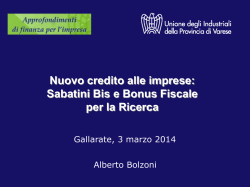 Qualche slide per sintetizzare la Sabatini Bis