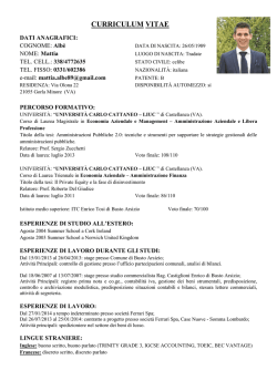 Curriculum Vitae Consigliere Comunale Alb&egrave; Mattia