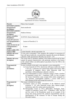 Storia medievale - Lettere e Filosofia