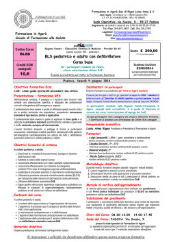 BLS pediatrico e adulto con Defibrillatore. Corso Base.