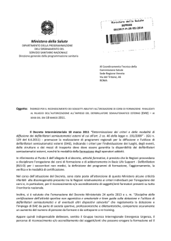 Circolare Ministero della Salute DGPROGS prot