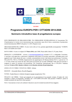 Programma EUROPA PER I CITTADINI 2014-2020