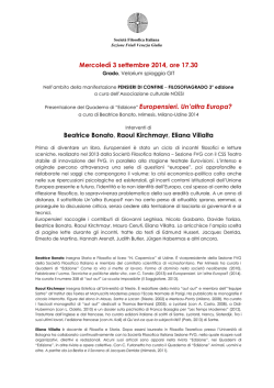 Mercoled&igrave; 3 settembre 2014, ore 17.30 Beatrice Bonato, Raoul