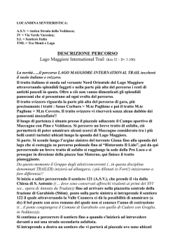 DESCRIZIONE PERCORSO Lago Maggiore International Trail (Km