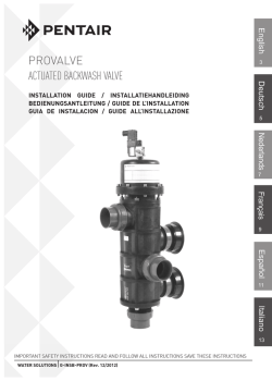 ACTUATED BACKWASH VALVE PROVALVE