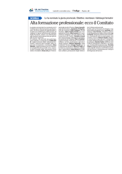 Alta formazione professionale: ecco il Comitato