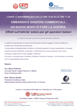 locandina BPV Sanzioni ed Embarghi