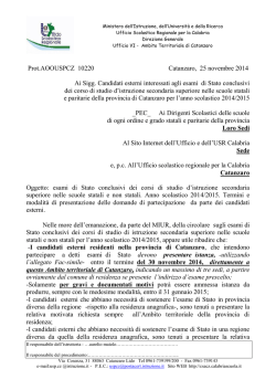 Prot.AOOUSPCZ 10220 Catanzaro, 25 novembre 2014 Ai Sigg