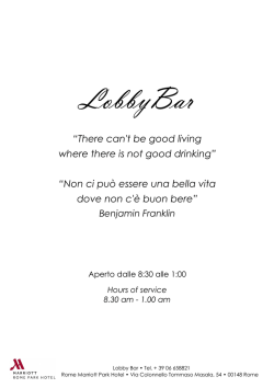 Menu Lobby Bar - Rome Marriott Park Hotel
