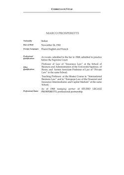 Curriculum vitae Prof. Marco Prosperetti