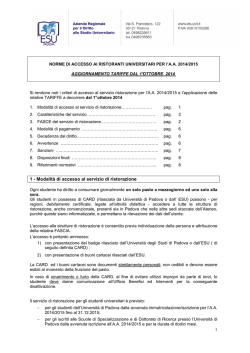 Norme di accesso alla ristorazione universitaria