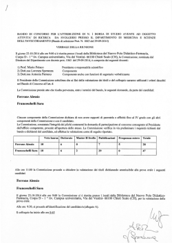 ESITO SELEZIONE BdS PROT. N. 1063