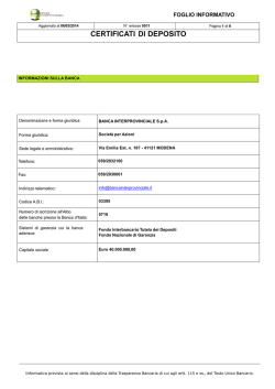 CERTIFICATI DI DEPOSITO - Banca Interprovinciale