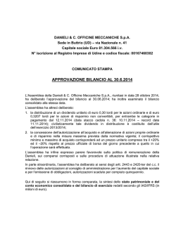 APPROVAZIONE BILANCIO AL 30.6.2014