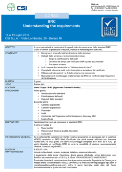 CORSO BRC Understanding the requirements