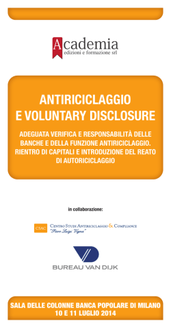 ANTIRICICLAGGIO E VOLUNTARY DISCLOSURE