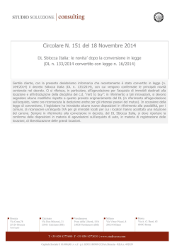 Circolare N. 151 del 18 Novembre 2014