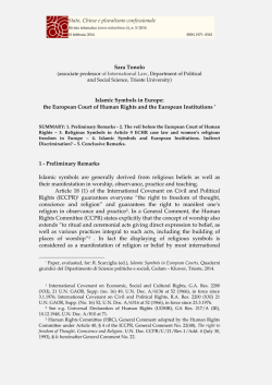 Islamic Symbols in Europe - Stato, Chiese e pluralismo confessionale
