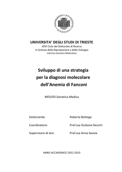 Sviluppo di una strategia per la diagnosi molecolare