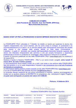 comunicato stampa startup - FIDAPA Distretto Sud-Est