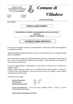 appalto votive - avviso di gara espletatat