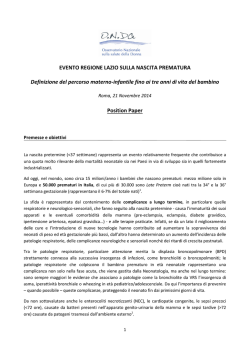 Scarica il position paper - Osservatorio Nazionale sulla salute della