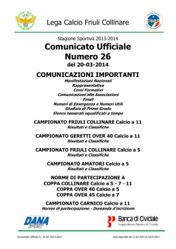 Comunicato Ufficiale nr. 26 del 20/03/2014
