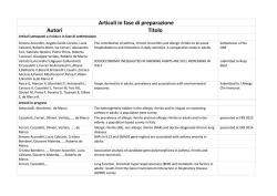 Articoli in fase di preparazione Autori Titolo