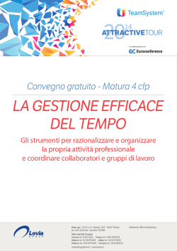 LA GESTIONE EFFICACE DEL TEMPO Convegno gratuito