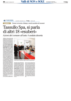 Tassullo Spa, si parla di altri 18 &laquo;esuberi&raquo;
