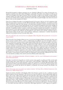 intervista a bernard m. rosenthal