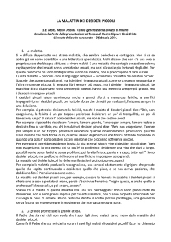 S.E. Mons. M. Delpini, La malattia dei desideri piccoli