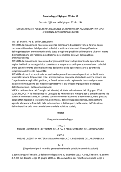 Decreto legge 24 giugno 2014 n. 90 Gazzetta Ufficiale