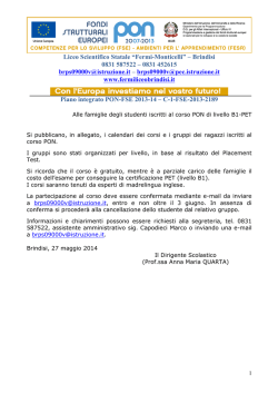 Calendario corretto PON ENGLISH, YES PLEASE(corso A) e corso