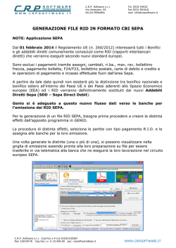 GENERAZIONE FILE RID IN FORMATO CBI SEPA