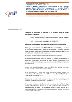 AEDES BPM REAL ESTATE SGR Sede in Milano, Bastioni di Porta Nuova