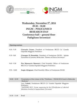 POLICLINICO RESEARCH DAY Conference hall &ndash; ground