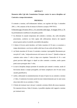 ABSTRACT Denuncia della Cgil alla Commissione Europea contro