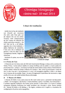 Chronique Monégasque «üntra nui» 10 mai 2014