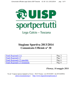 Comunicato Ufficiale n&deg;30 - Lega calcio regionale toscana UISP