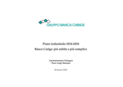 Piano industriale 2014-2018 Banca Carige: più solida e più semplice
