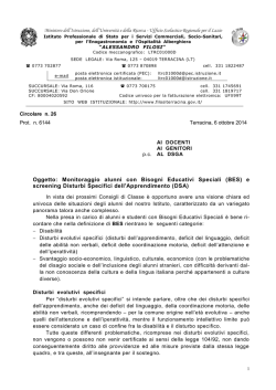 Monitoraggio alunni con Bisogni Educativi Speciali (BES)
