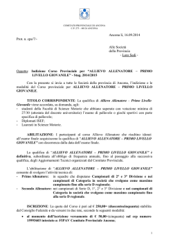Oggetto: Indizione Corso Provinciale per L