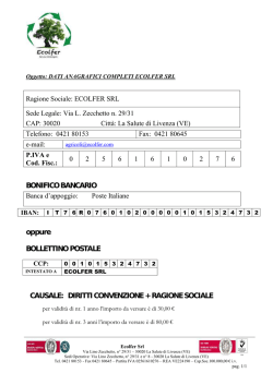 Oggetto: DATI ANAGRAFICI COMPLETI ECOLFER SRL