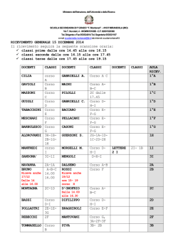 RICEVIMENTO GENERALE 15 DICEMBRE 2014 Il ricevimento