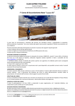 I&deg; Corso di Escursionismo Base &ldquo;modulo E1&rdquo;