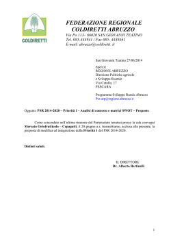 Coldiretti PSR 2014 2020 Priorit&agrave; 1 analisi di contesto e